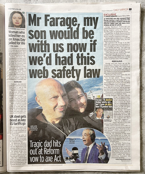Daily Mirror Mr Farage